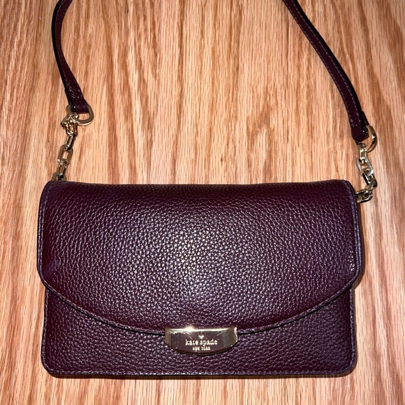 Kate Spade New York Burgundy Grained Leather Crossbody Bag - Picture 2 of 2